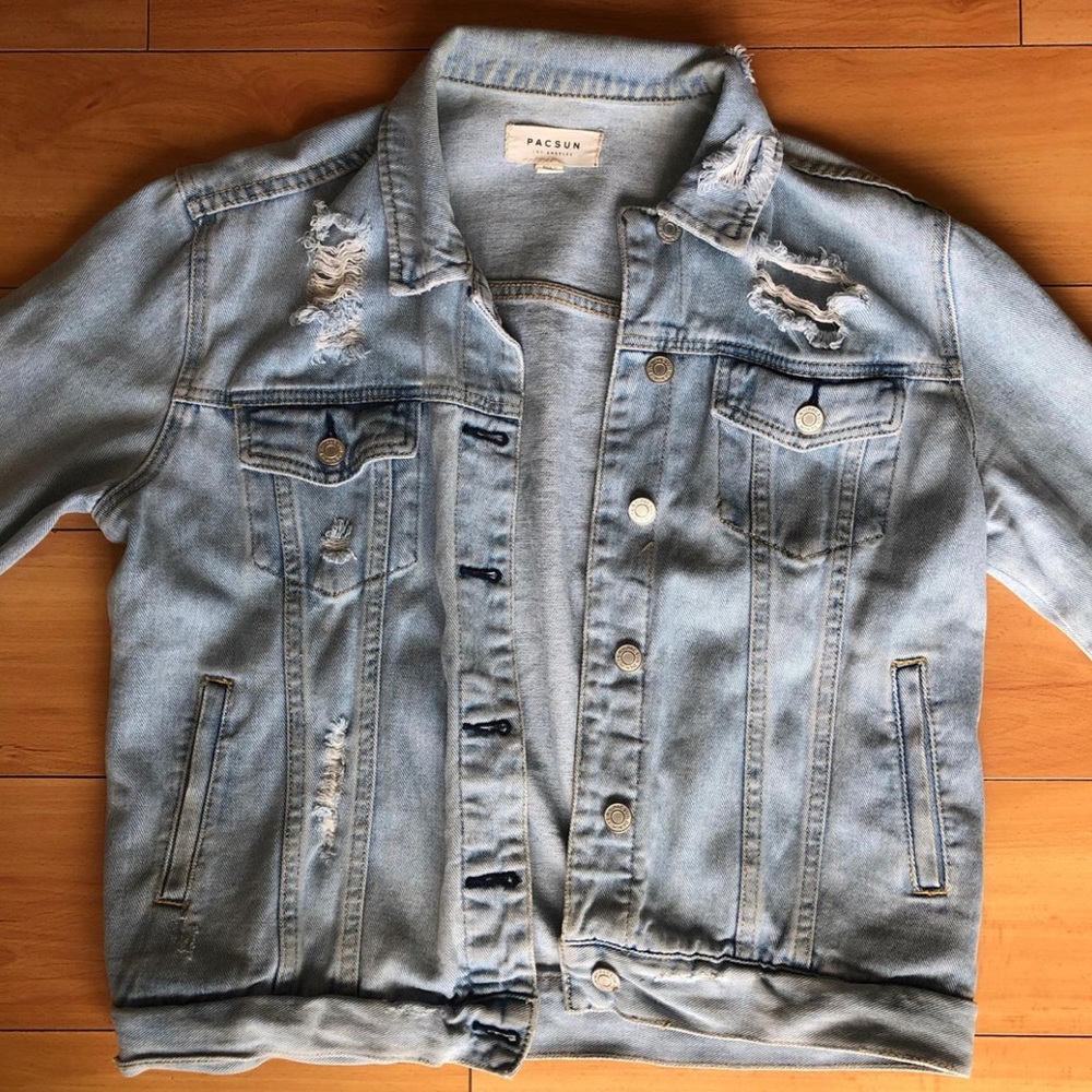 PacSun Light Blue Denim Jacket with Label Detail